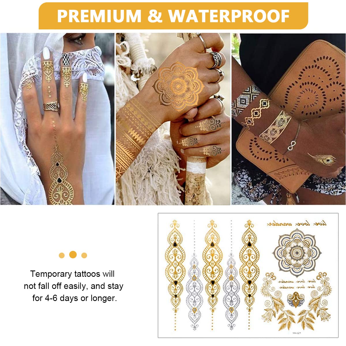 MAYCREATE 12 Sheets Tattoo Sticker Creative Element Temporary Tattoos Stickers Golden Tatto Stickers Assorted Henna Art Tattoo Sticker for Body Art Tattoos Art Waterproof Temporary MAYCREATE 12 Sheets Tattoo Sticker Creative Element Temporary Tattoos Stickers Golden Tatto Stickers Assorted Henna Art Tattoo Sticker for Body Art Tattoos Art Waterproof Temporary